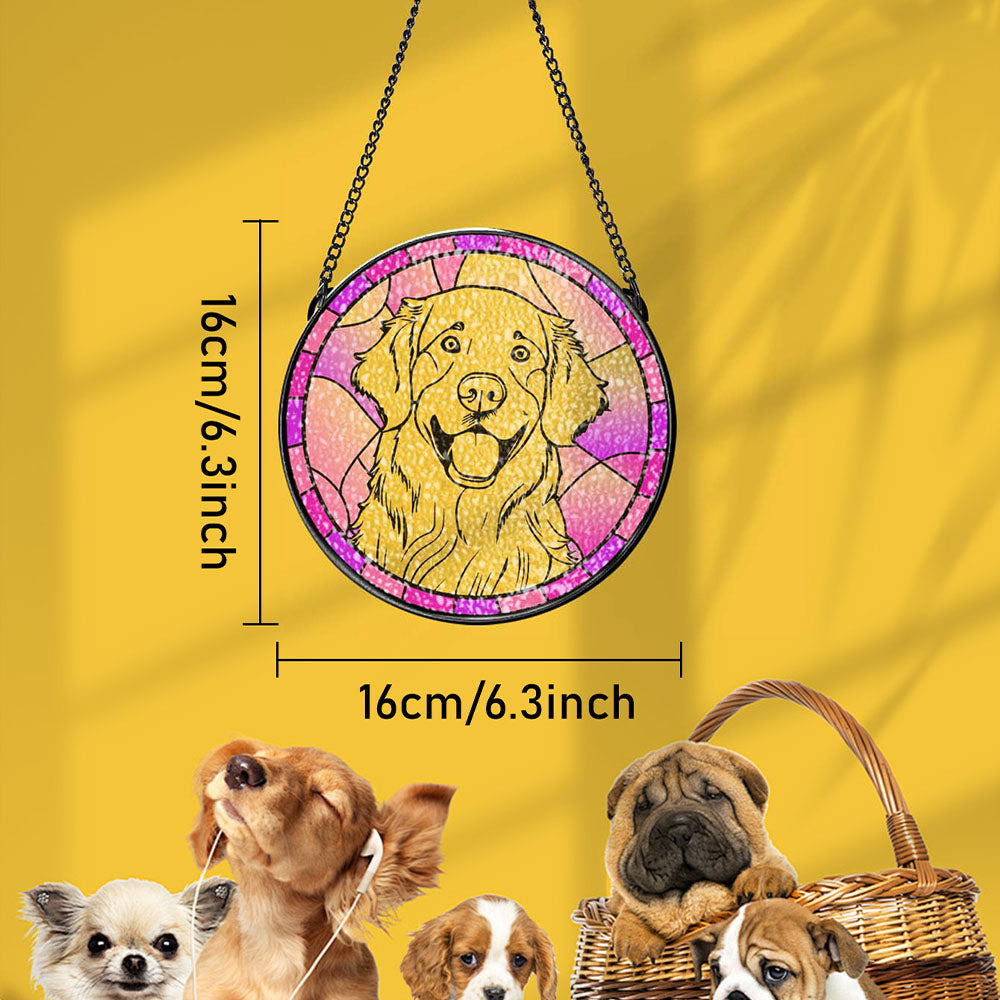 Personalized Pet Portrait Suncatcher Stained Glass Pet Ornament Remembrance Gifts for Pet Lovers