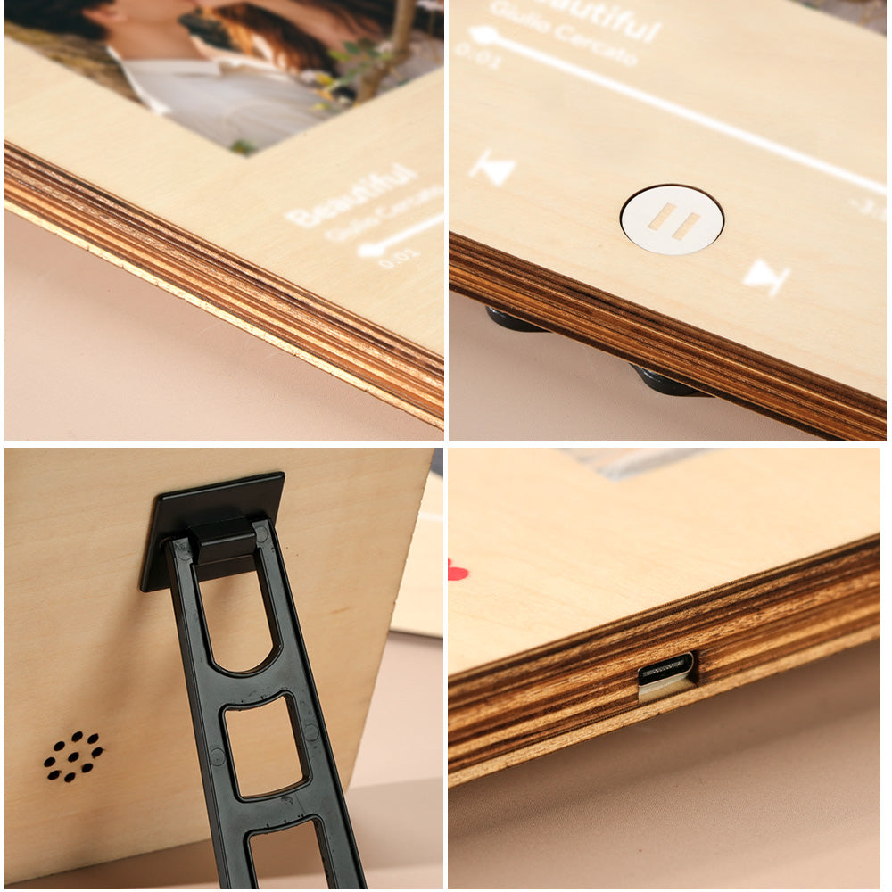 Custom Music Photo Frame That Plays Music Without Cell Phone Wooden Music Record Player Wedding Anniversary Gifts