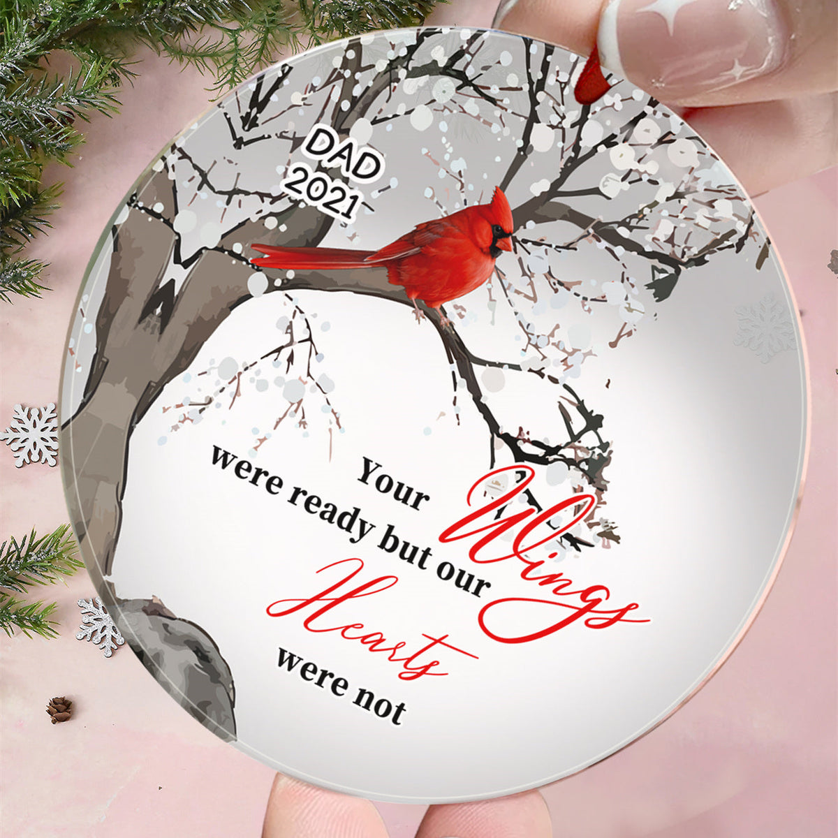 Personalized Memorial Ornament Cardinals Blossom Tree Christmas Ornament Gifts for Family