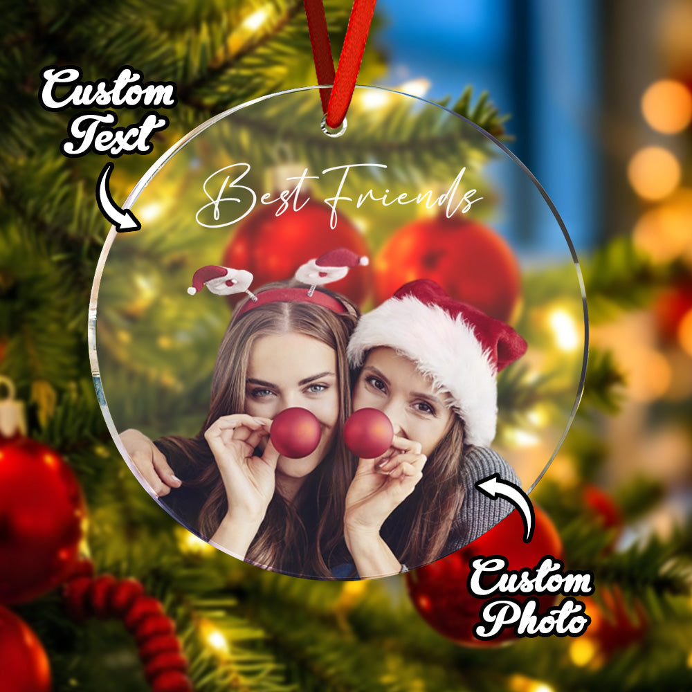Personalized Photo Christmas Ornament with Text Christmas Gifts for Friends or Family