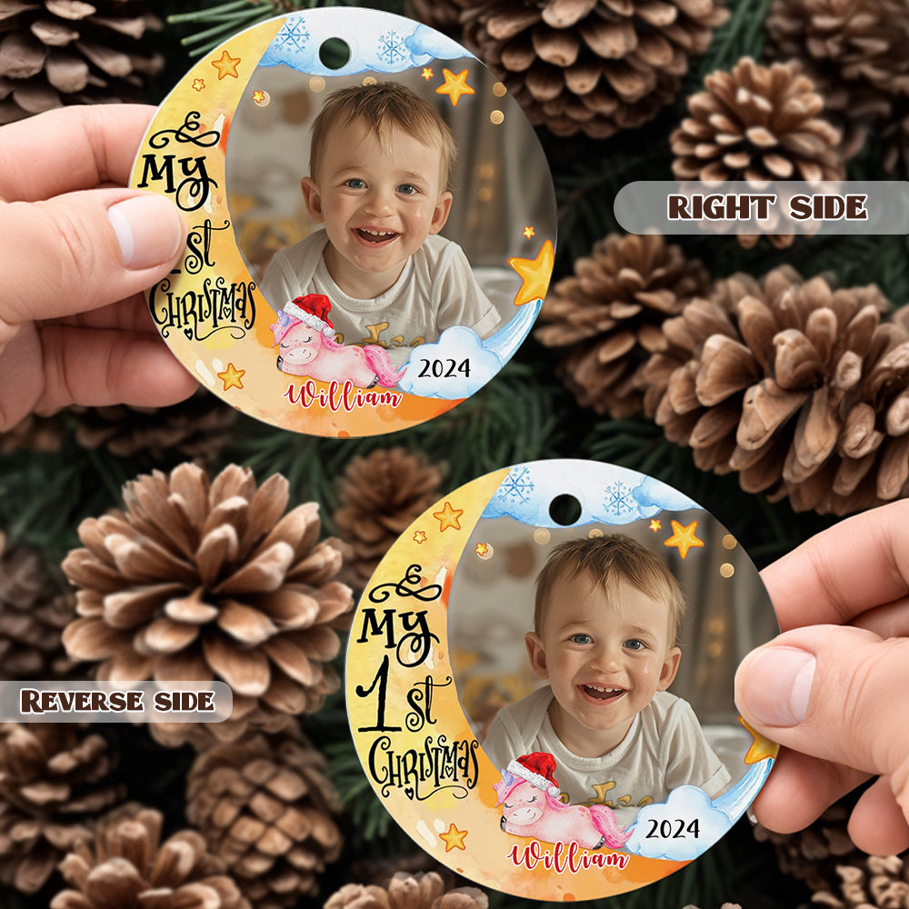 Personalized Baby's First Christmas Ornament with Photo Unicorn Christmas Ornament Gift for Kids