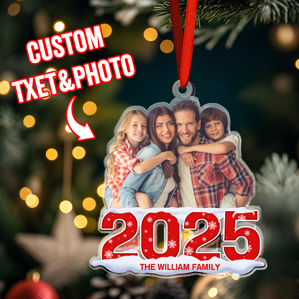 Custom Photo Christmas Ornament 2025 Acrylic Ornament Christmas Gift for Family or Friend