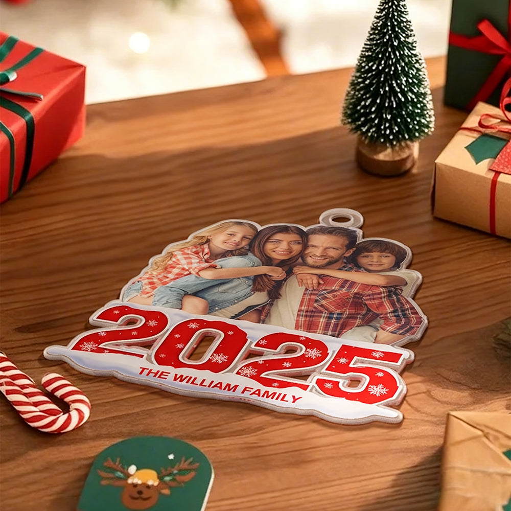 Custom Photo Christmas Ornament 2025 Acrylic Ornament Christmas Gift for Family or Friend