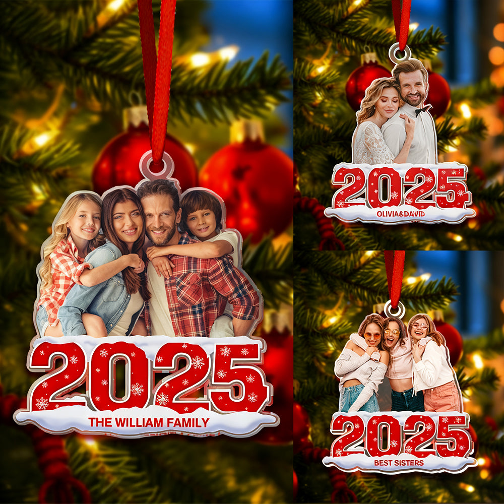 Custom Photo Christmas Ornament 2025 Acrylic Ornament Christmas Gift for Family or Friend
