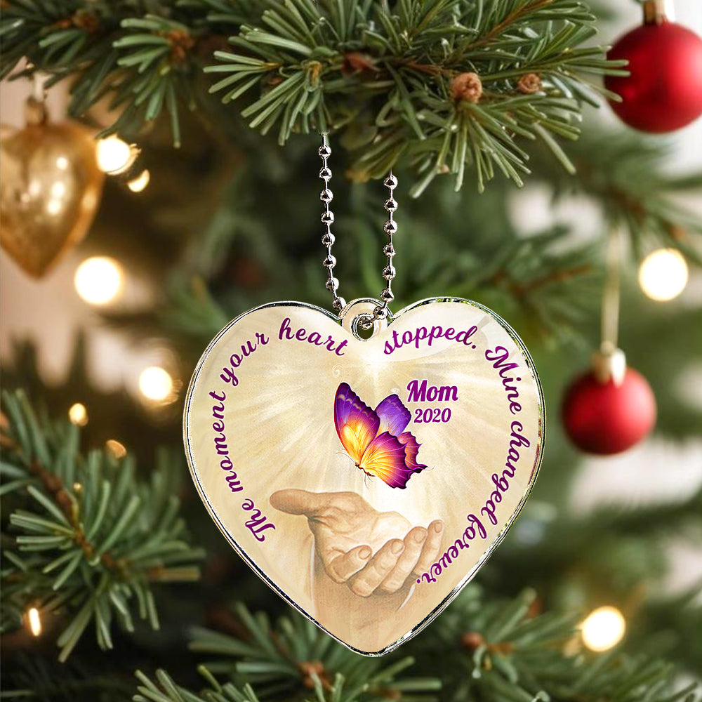 Personalized Butterfly Car Ornament with Name Heart Memorial Ornament Gift