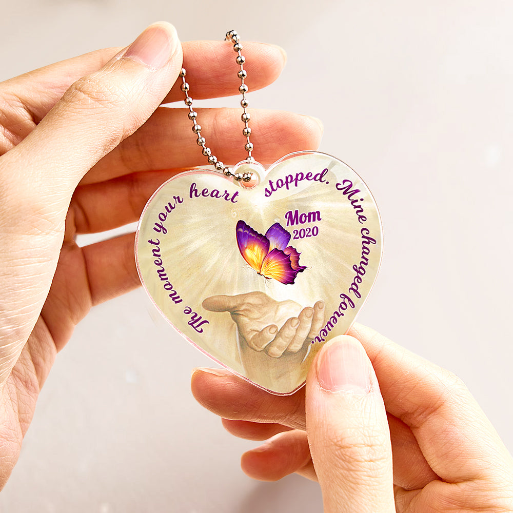 Personalized Butterfly Car Ornament with Name Heart Memorial Ornament Gift