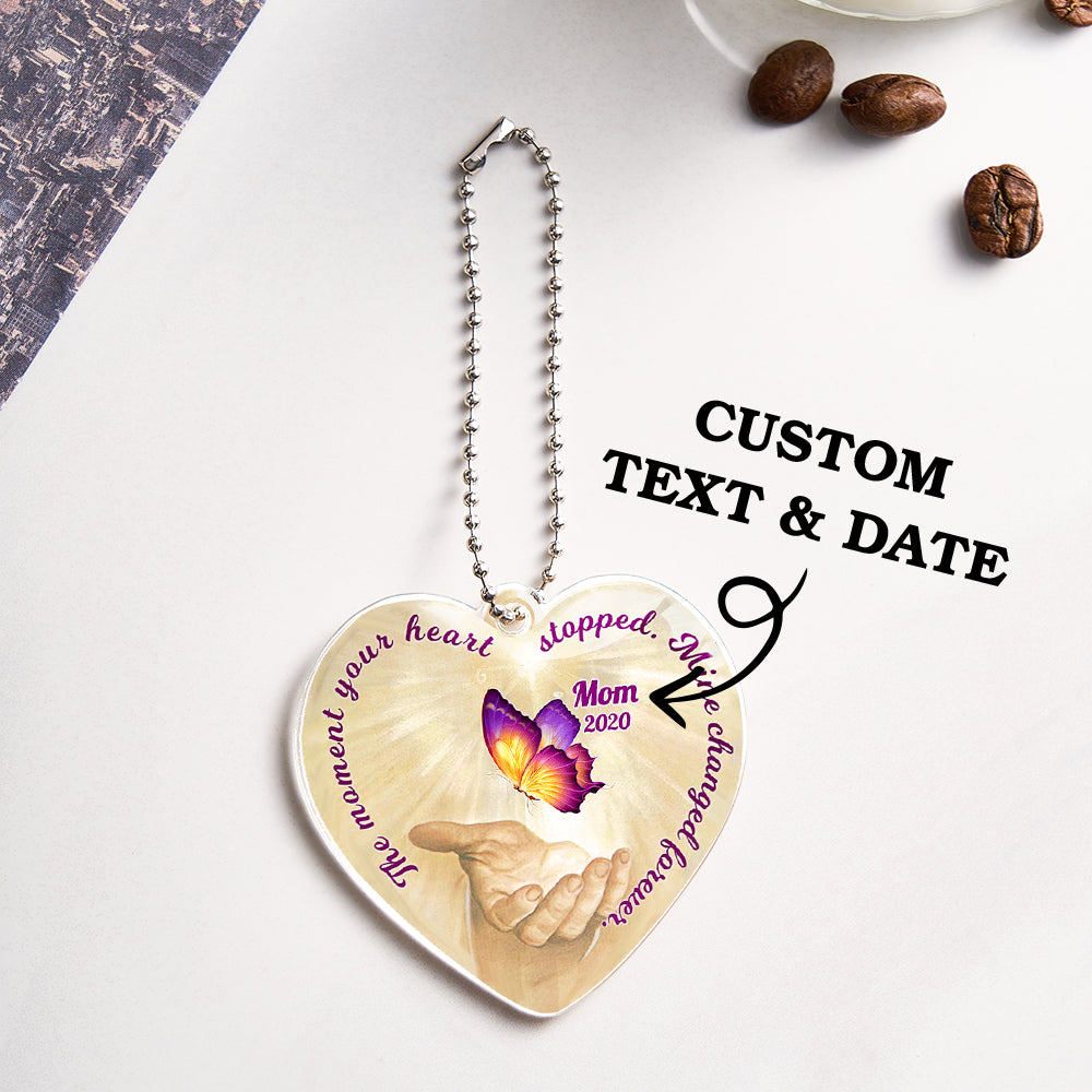 Personalized Butterfly Car Ornament with Name Heart Memorial Ornament Gift