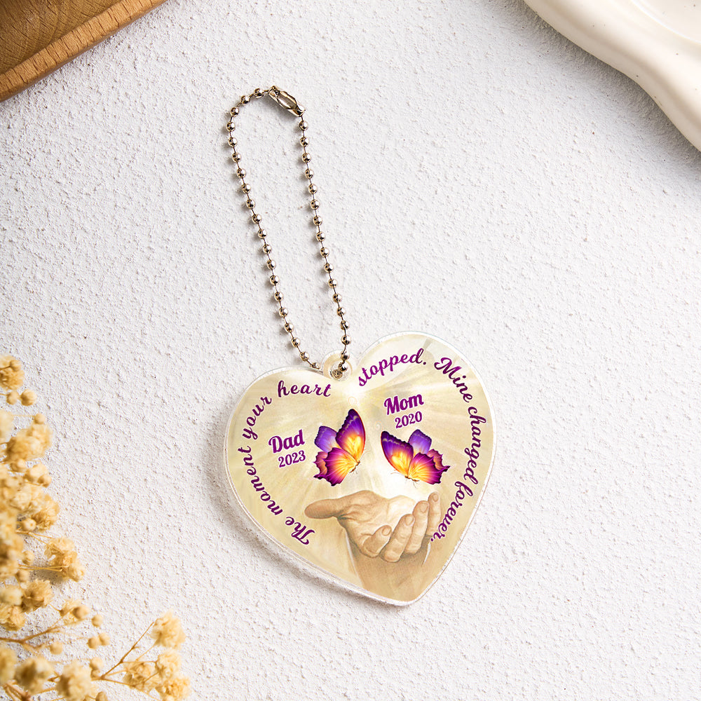 Personalized Butterfly Car Ornament with Name Heart Memorial Ornament Gift