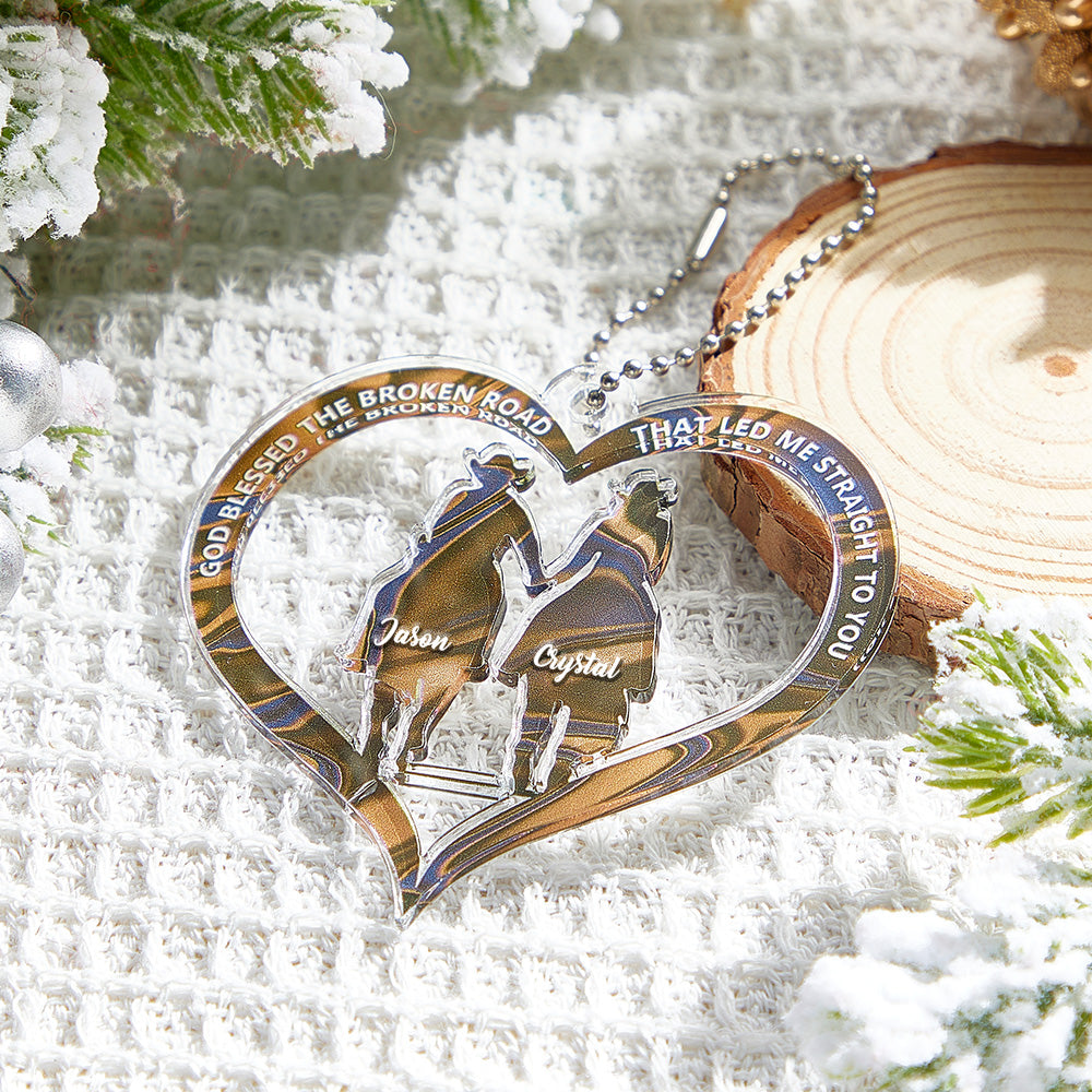 Personalized Cowboy And Cowgirl Holding Hands God Blessed Ornament Gift for Couples