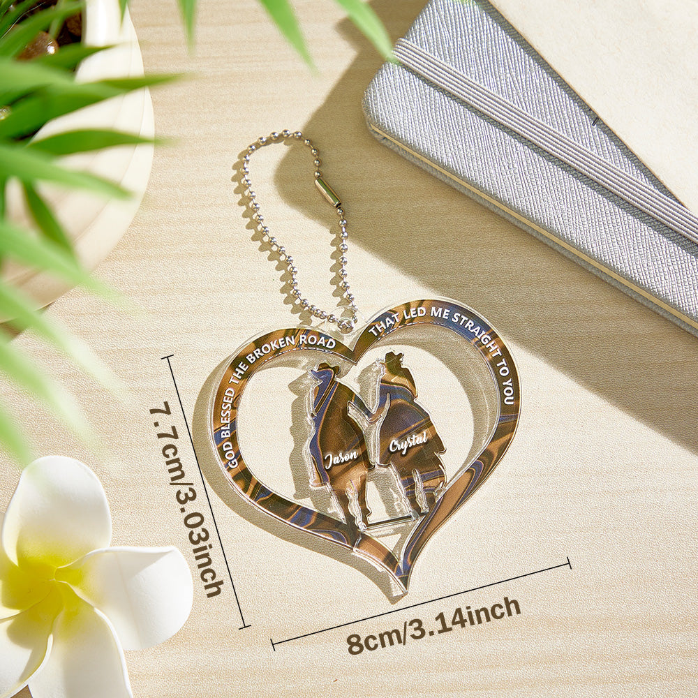 Personalized Cowboy And Cowgirl Holding Hands God Blessed Ornament Gift for Couples