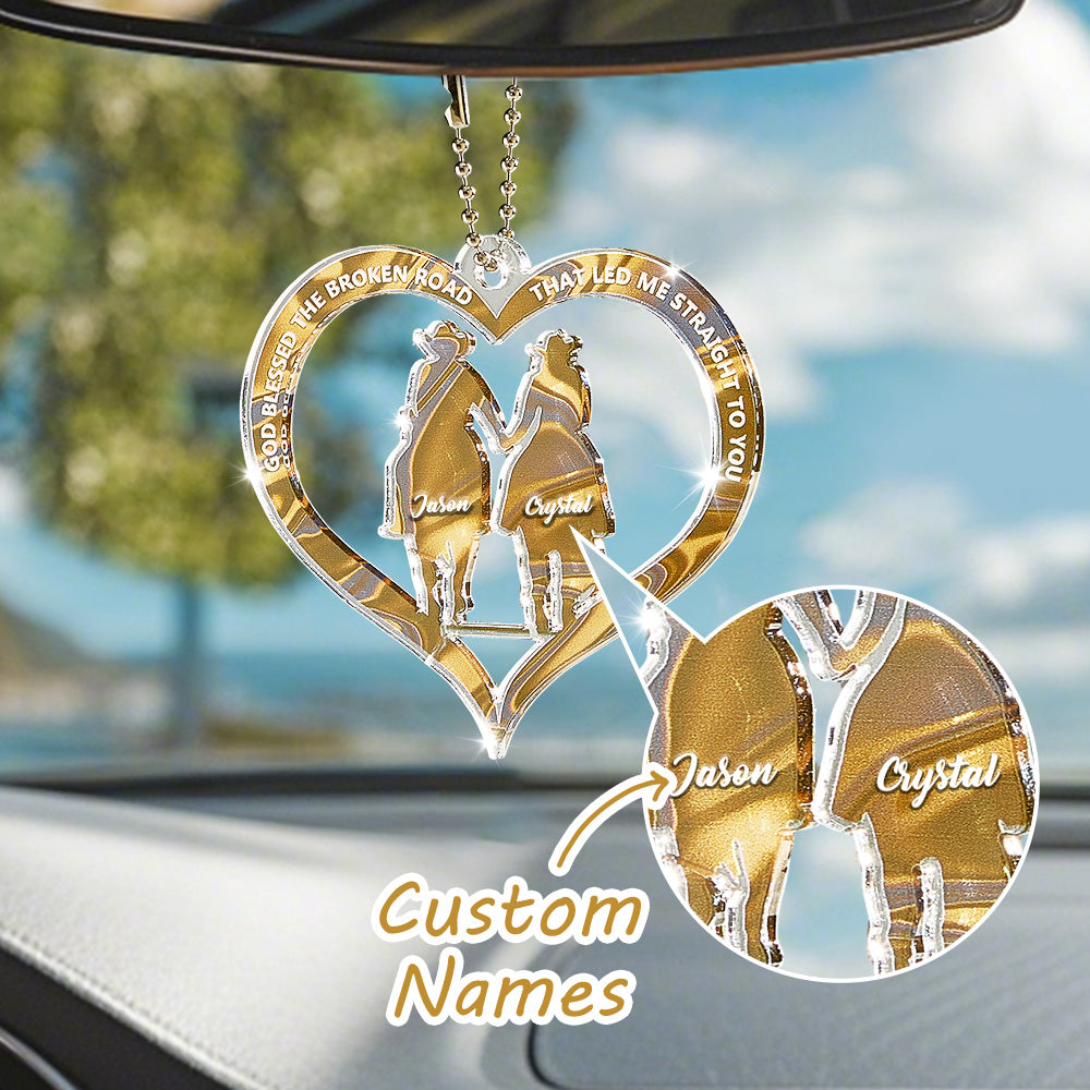 Personalized Cowboy And Cowgirl Holding Hands God Blessed Ornament Gift for Couples