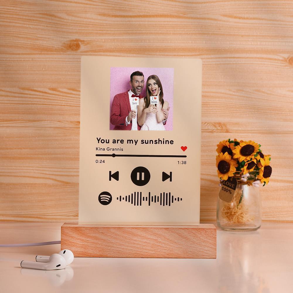 Custom Spotify Plaque Scannable Music Glass Night Light  Romantic Gift