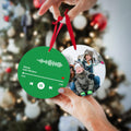 Scannable Music Code Ornaments Photo Hanging Ornament, Engraved Custom Music Song Ornament Green Happy New Year