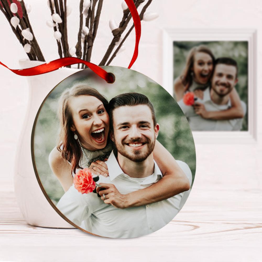 Scannable Music Code Ornaments Photo Hanging Ornament, Engraved Custom Music Song Ornament Green Gifts for Couple's