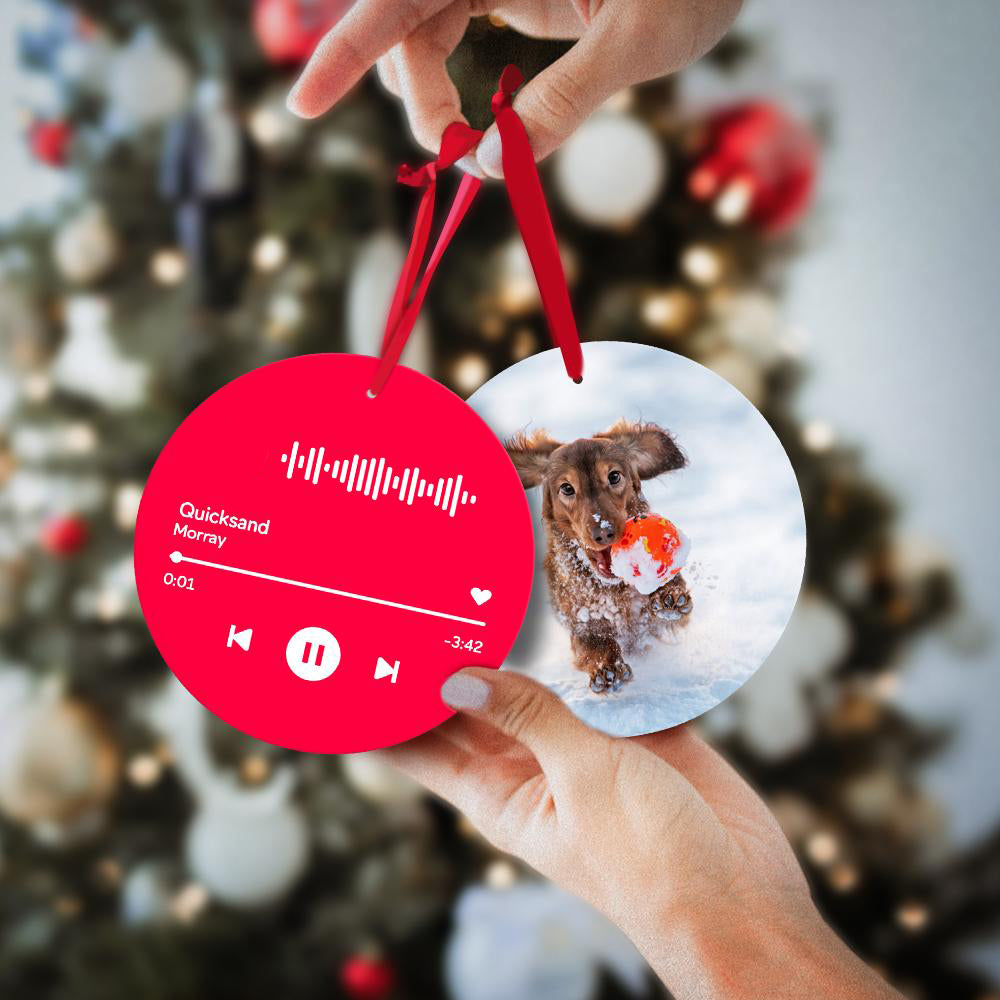 Custom Scannable Music Code Ornaments Hanging Ornament, Photo Music Song Ornaments Pink Unique Gifts