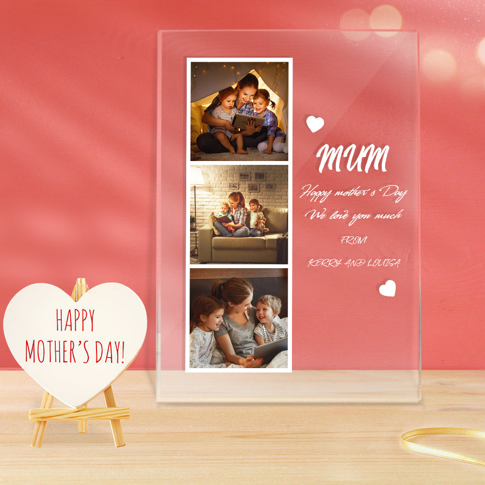 Custom Photo and Name Acrylic Night Light Gift for Mom
