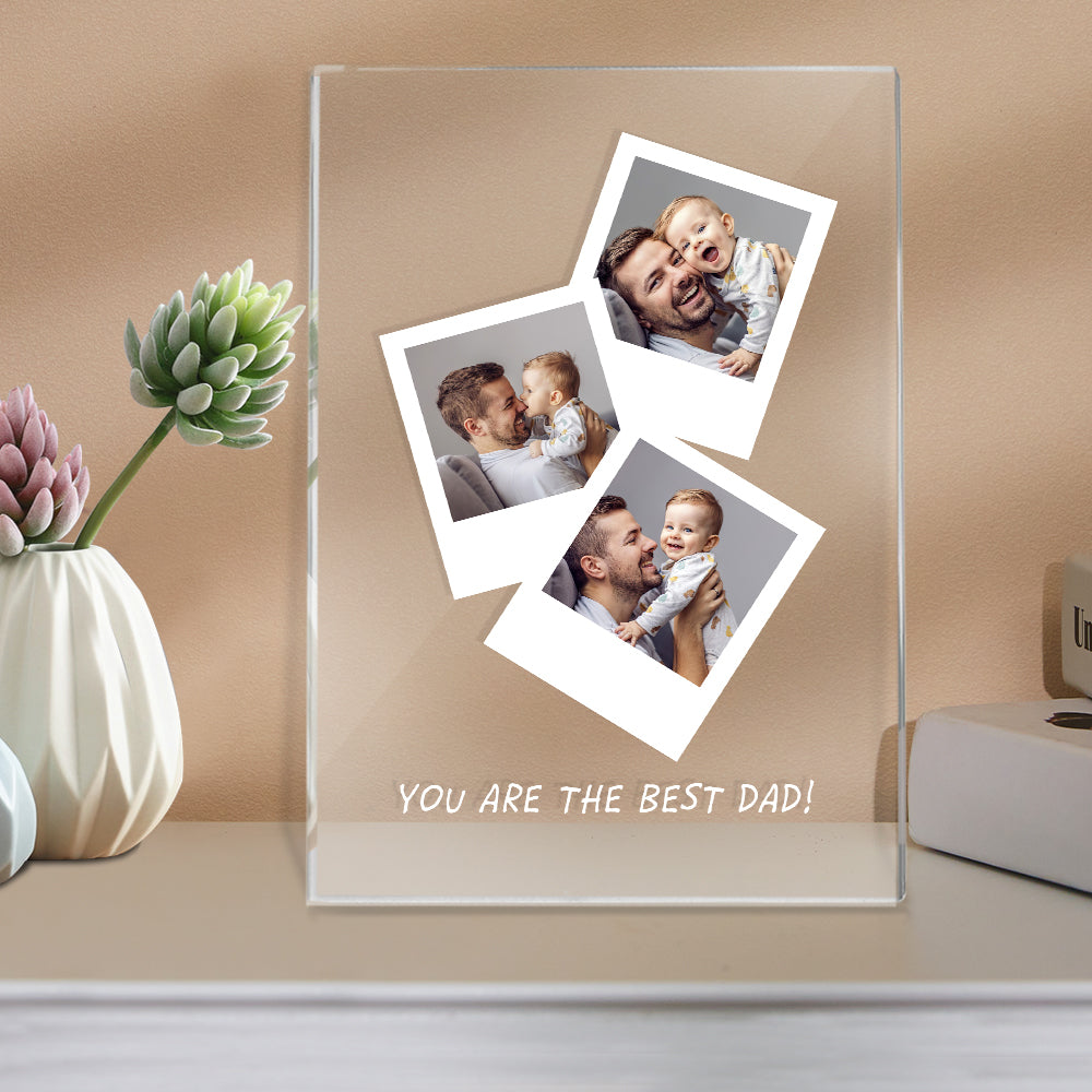 Father's Day Gift Custom Photo Wooden Base Night Light for Dad