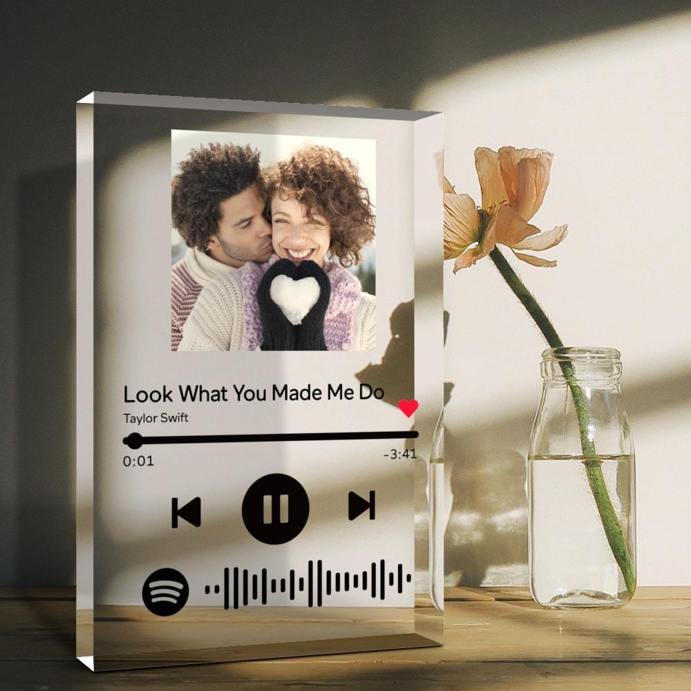 Personalized Clear Thick Acrylic Block Spotify Plaques Music Photo Frame Gift