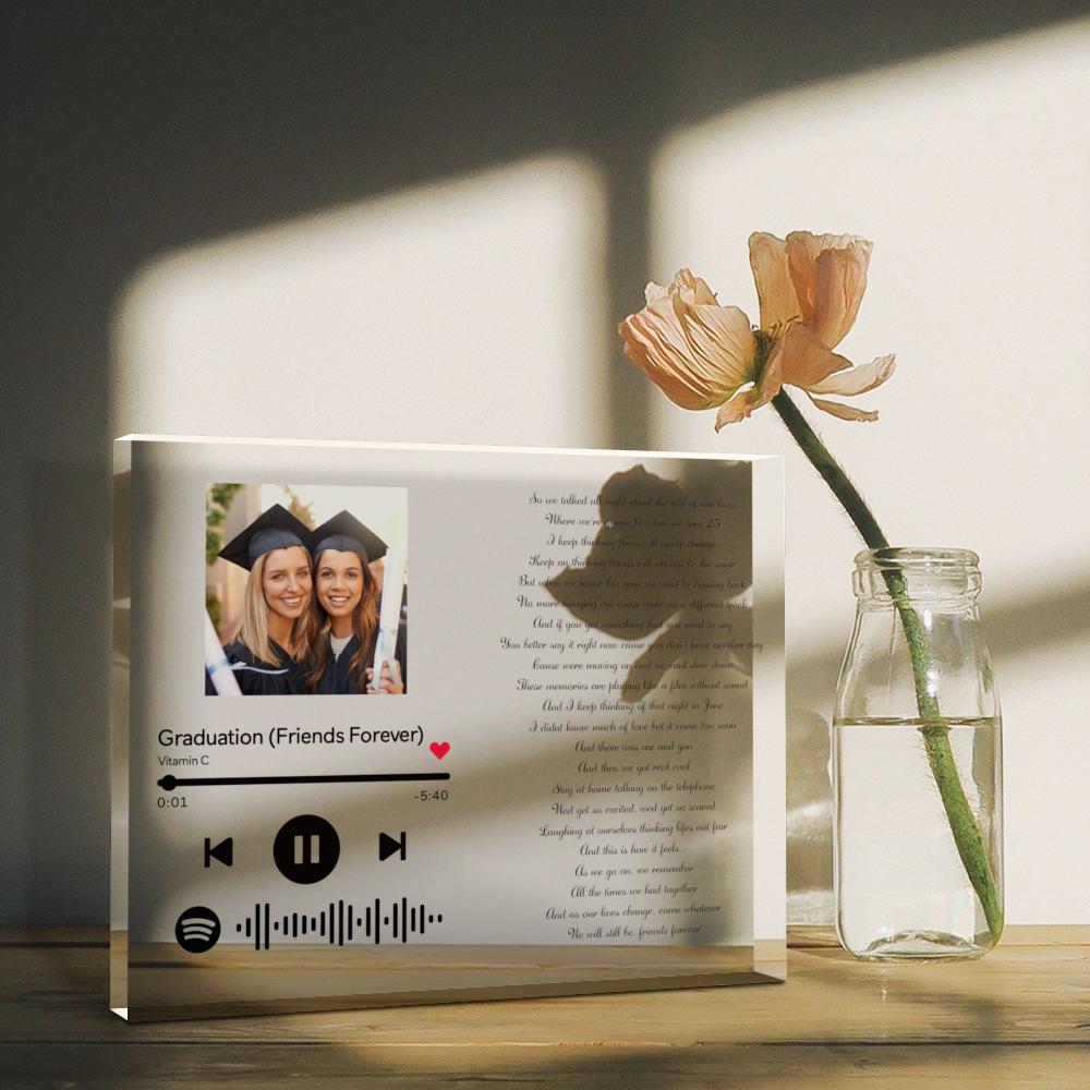 Personalized Clear Thick Acrylic Block Spotify Plaques Music Lyrics Photo Frame Gift