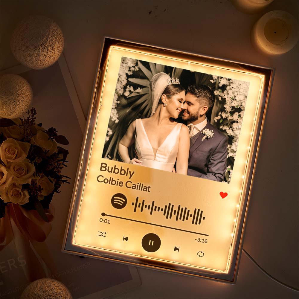 Personalized Spotify Code Plaque Custom LED Music Picture Frame Scannable Mirror Night Light Wedding Anniversary Gifts