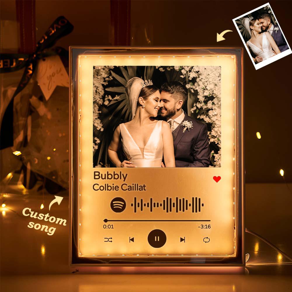 Personalized Spotify Code Plaque Custom LED Music Picture Frame Scannable Mirror Night Light Wedding Anniversary Gifts