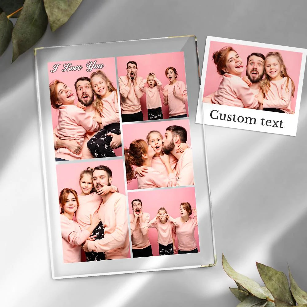 Custom Multi Photo Acrylic Keychain Personalized Collage Photo Key Ring for Lover