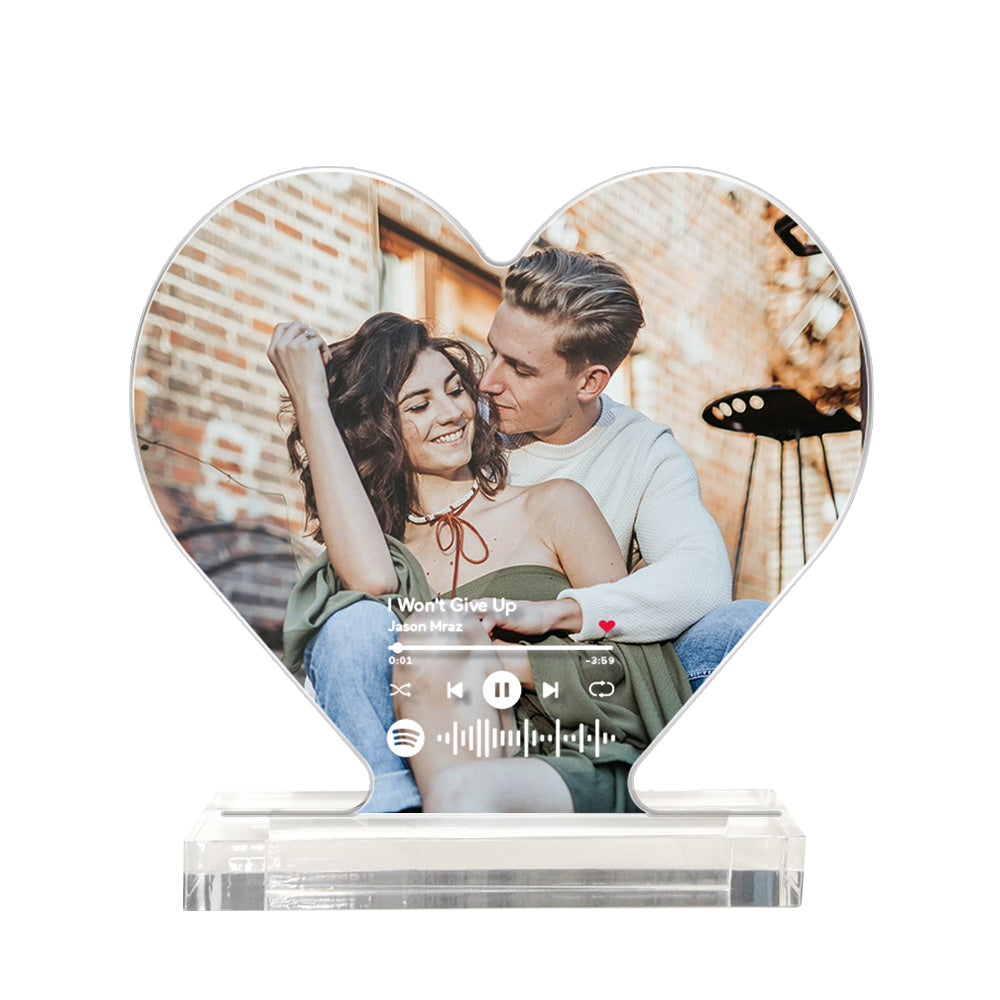 Custom Photo Spotify Code Acrylic Plaque Heart Shaped Acrylic Plaque Gift for Couples