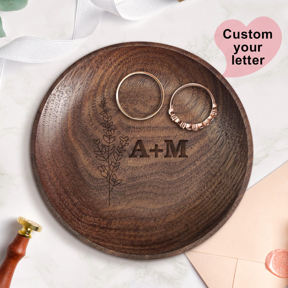 Personalized Floral Ring Dish Engagement Wedding Jewelry Tray Gift for Her