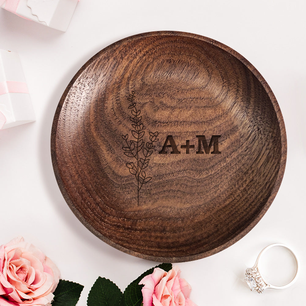 Personalized Floral Ring Dish Engagement Wedding Jewelry Tray Gift for Her