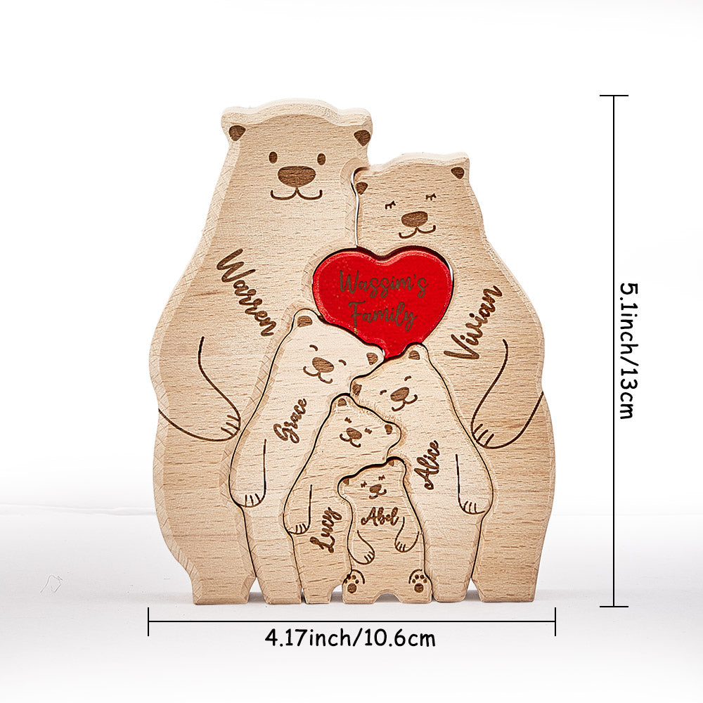 Personalized Wooden Bears Custom Family Member Names Puzzle Home Decor Gifts