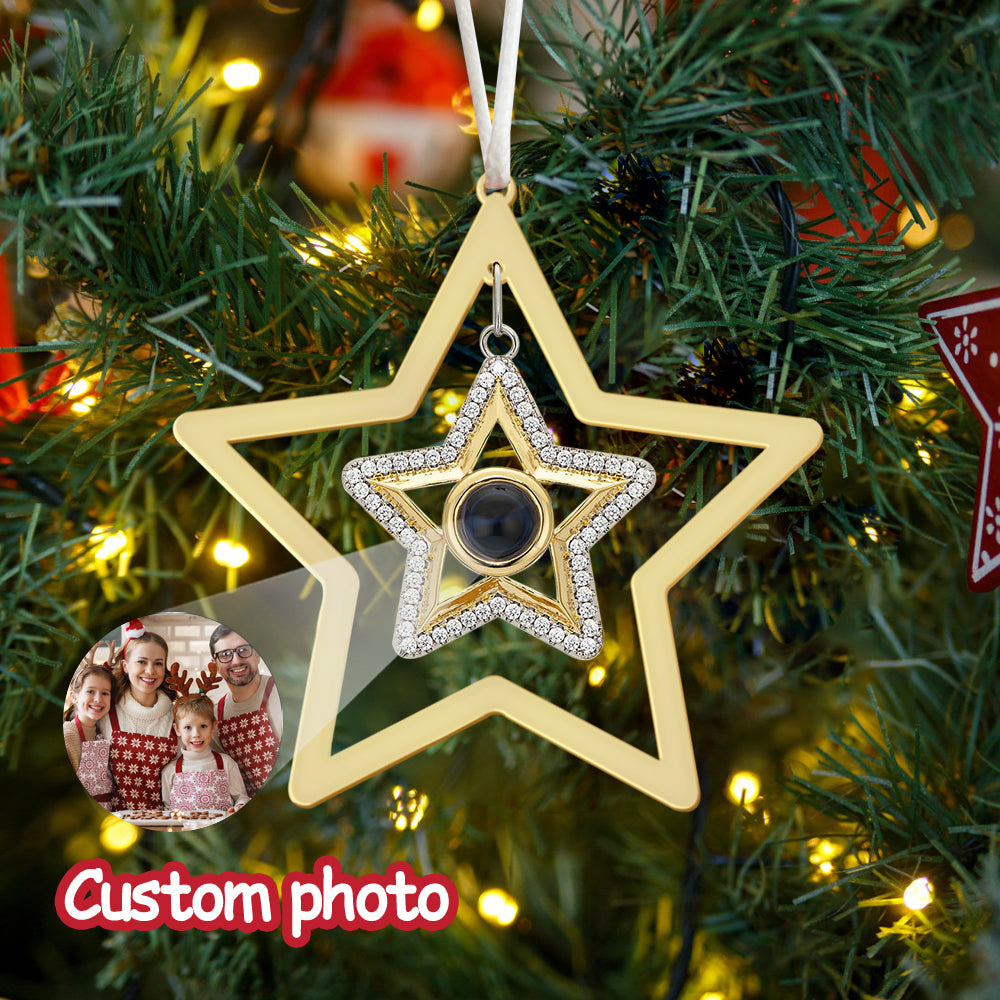 Personalized Projection Ornament Custom Photo Star Ornament for Christmas Gifts