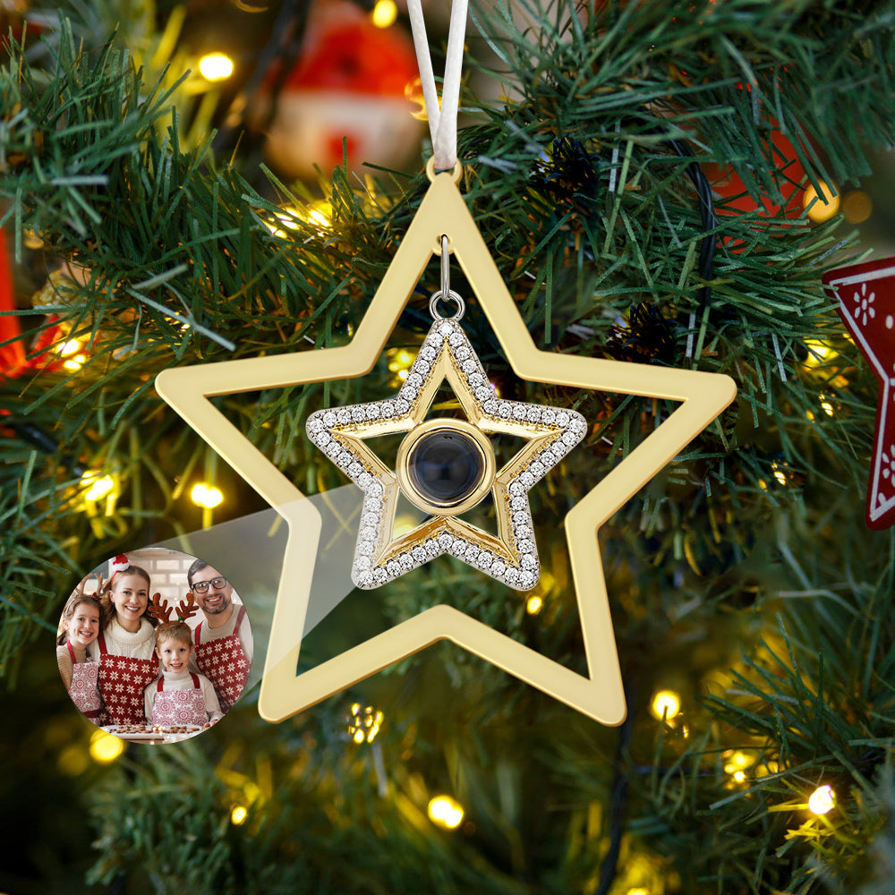 Personalized Projection Ornament Custom Photo Star Ornament for Christmas Gifts