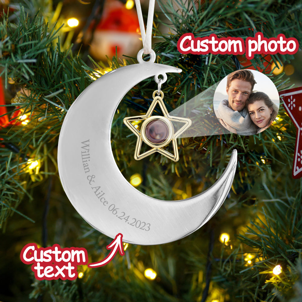 Personalized Projection Ornament Custom Crescent Star Ornament Gifts for Her
