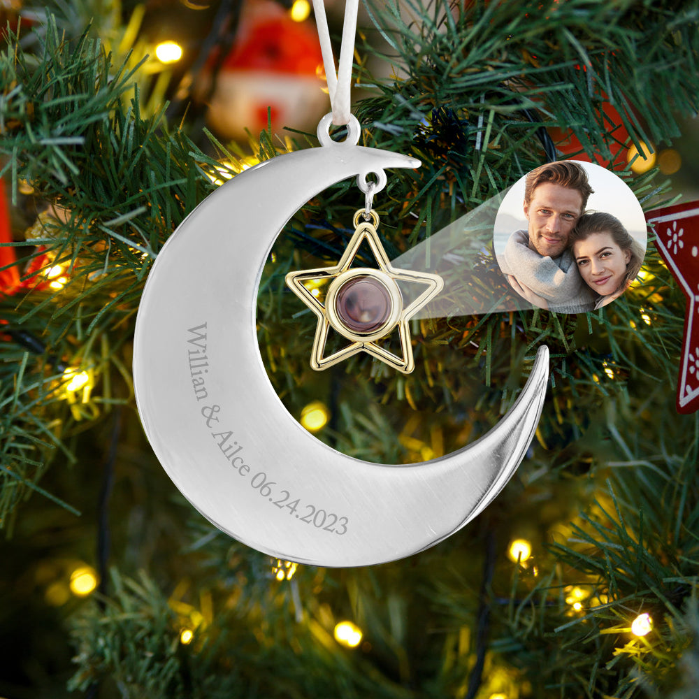 Personalized Projection Ornament Custom Crescent Star Ornament Gifts for Her