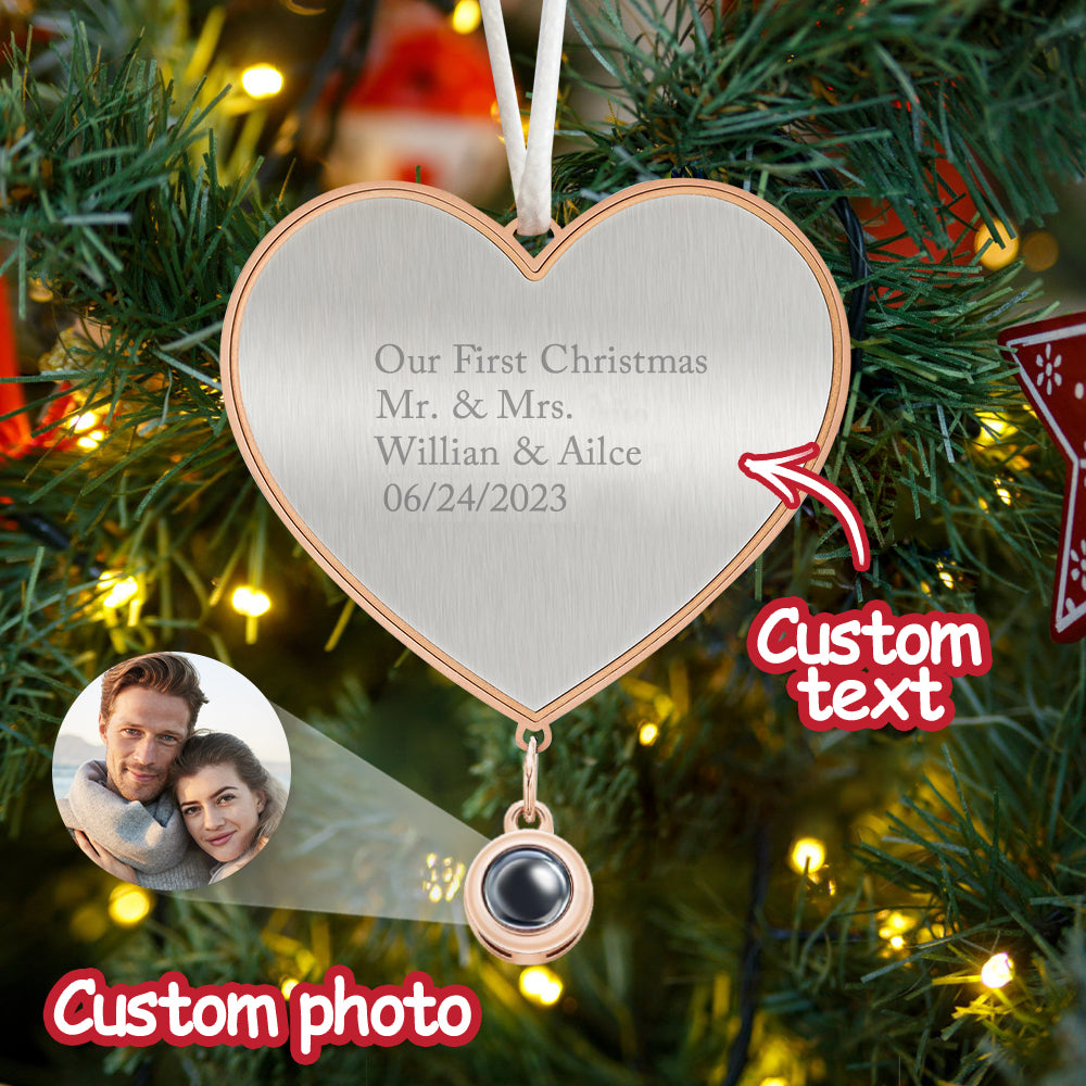 Custom Projection Ornament Personalized Heart Christmas Ornament Gifts for Her
