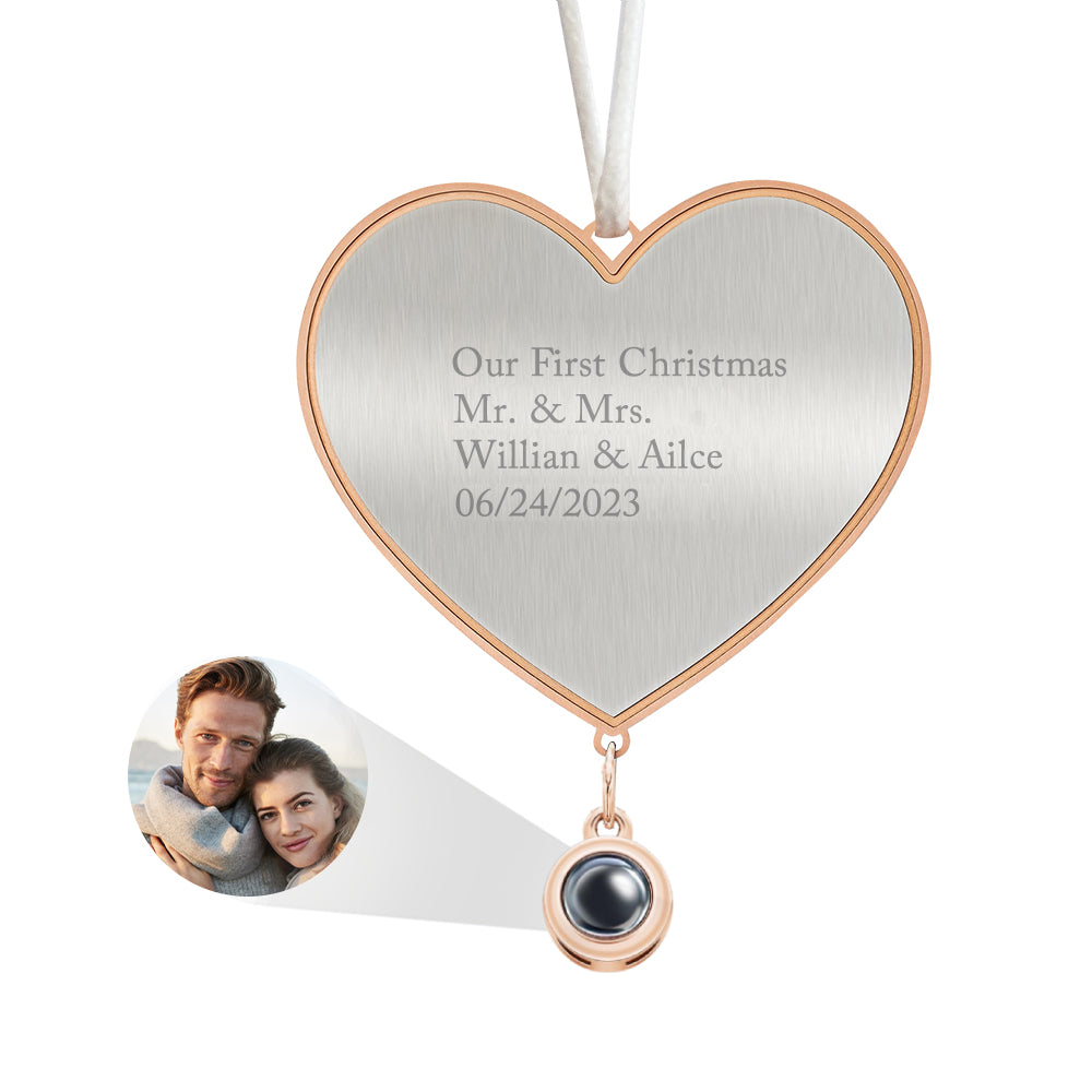 Custom Projection Ornament Personalized Heart Christmas Ornament Gifts for Her