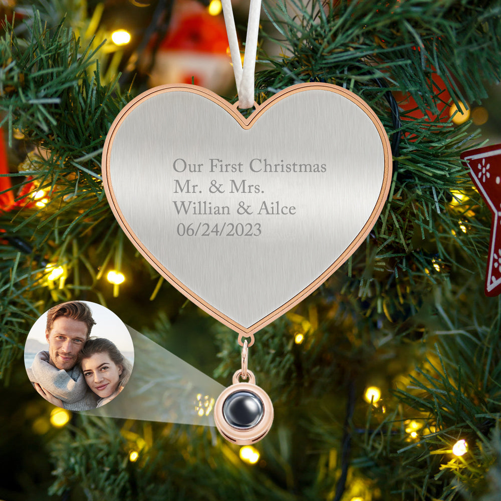 Custom Projection Ornament Personalized Heart Christmas Ornament Gifts for Her