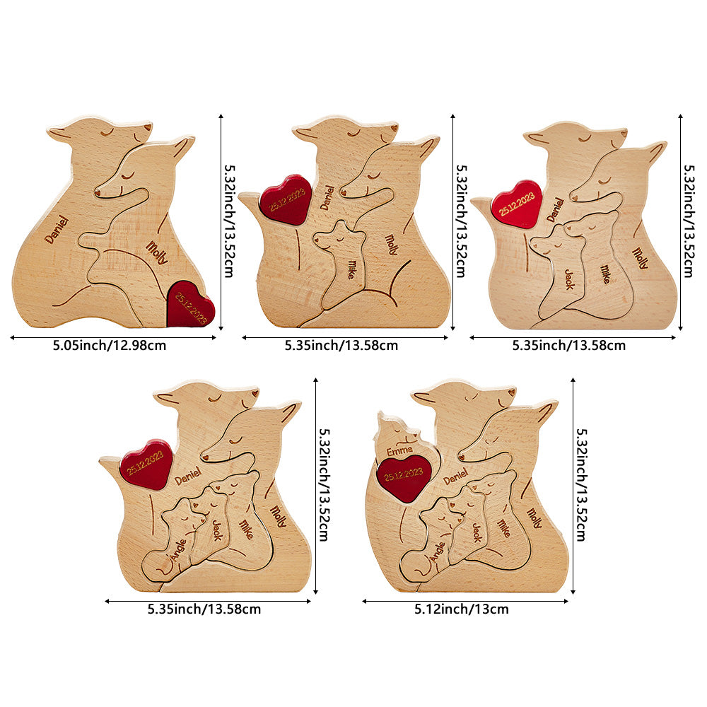 Personalized Wooden Fox Custom Family Member Names Puzzle Home Decor Gifts