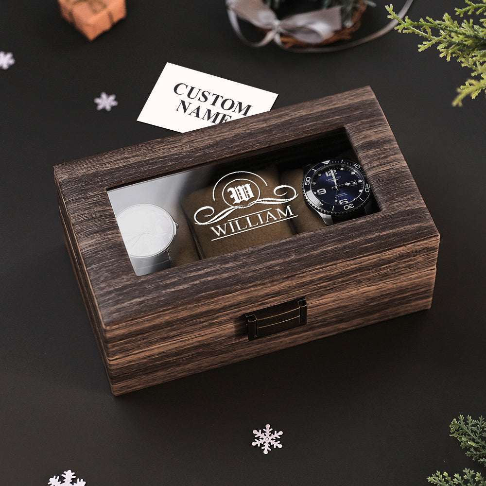 Custom Engraved Watch Box Personalized Watch Storage Case Gift for Men Christmas Gift