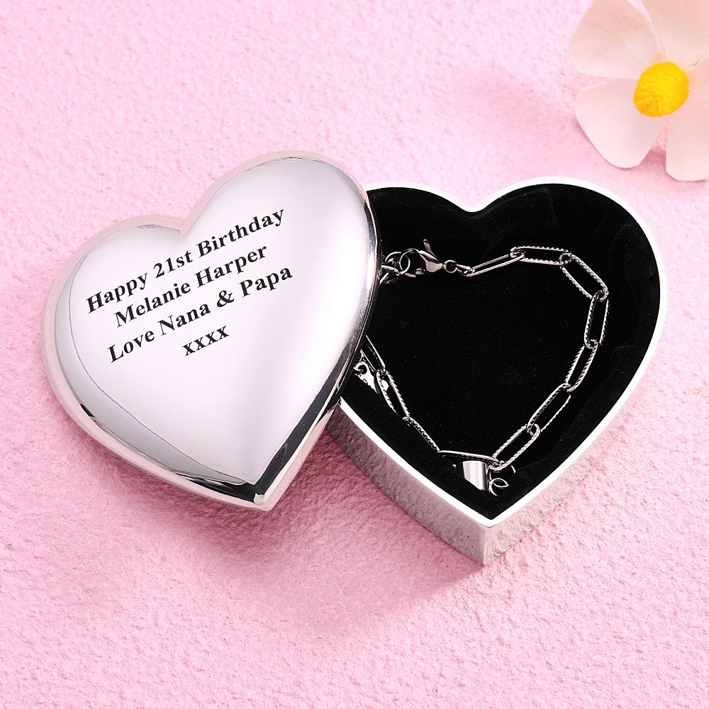 Personalized Engraved Heart Ring Box Exquisite Metal Jewelry Box Gifts For Her