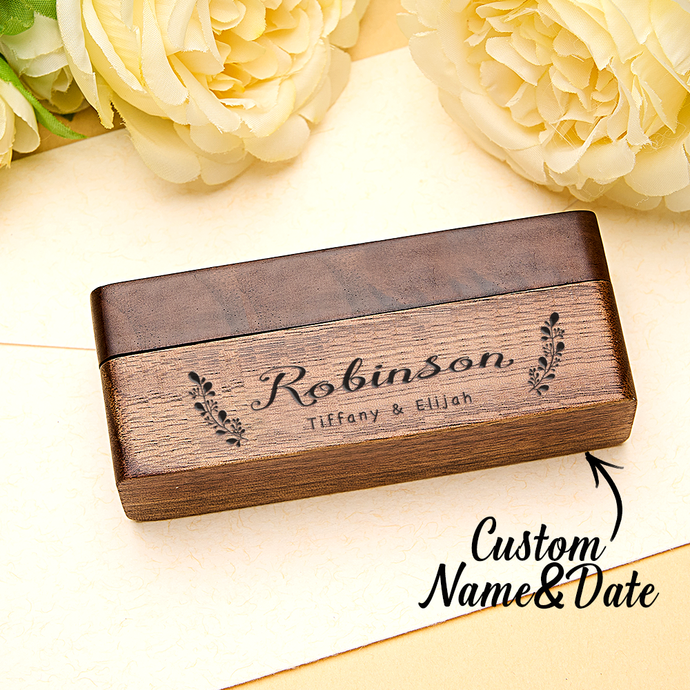 Personalized Engraved Wood Rings Bearer Box with Name Wedding Proposal Gift for Couple