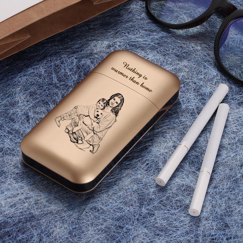 Photo Cigarette Case with Engraved Custom Cigarettes Holder (Lighter not included)