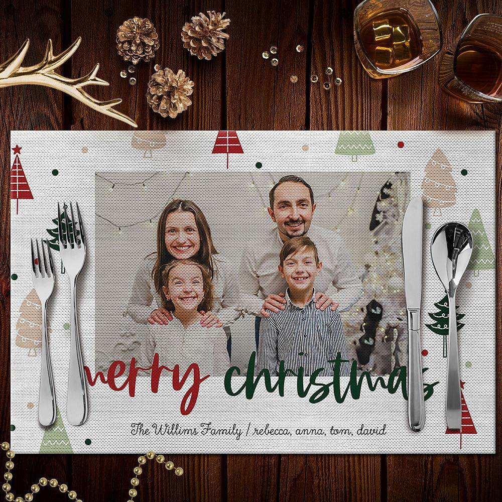 Custom Photo Engraved Christmas Placemats Gifts for Family