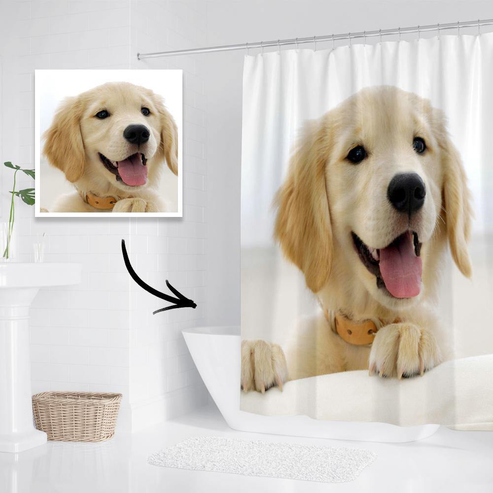 Custom Photo Shower Curtain Waterproof Shower Curtain Cute Pet 183*183cm