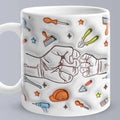 Personalized Names Custom 1-6 Kids 3D Inflated Effect Printed Mug Gift for Dad Grandpa Great Fixer