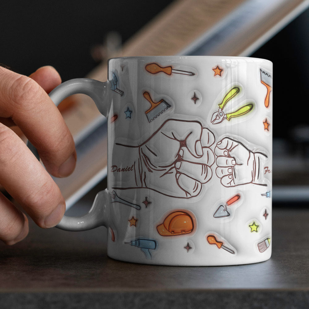 Personalized Names Custom 1-6 Kids 3D Inflated Effect Printed Mug Gift for Dad Grandpa Great Fixer