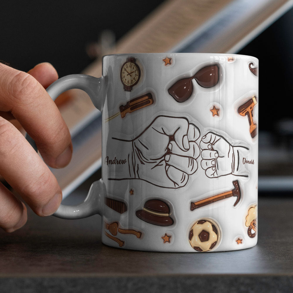 Father's Day Gifts Personalized 1-6 Kids Names Custom 3D Inflated Effect Printed Mug for Papa or Grandpa