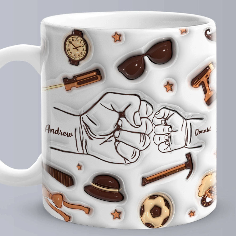 Father's Day Gifts Personalized 1-6 Kids Names Custom 3D Inflated Effect Printed Mug for Papa or Grandpa