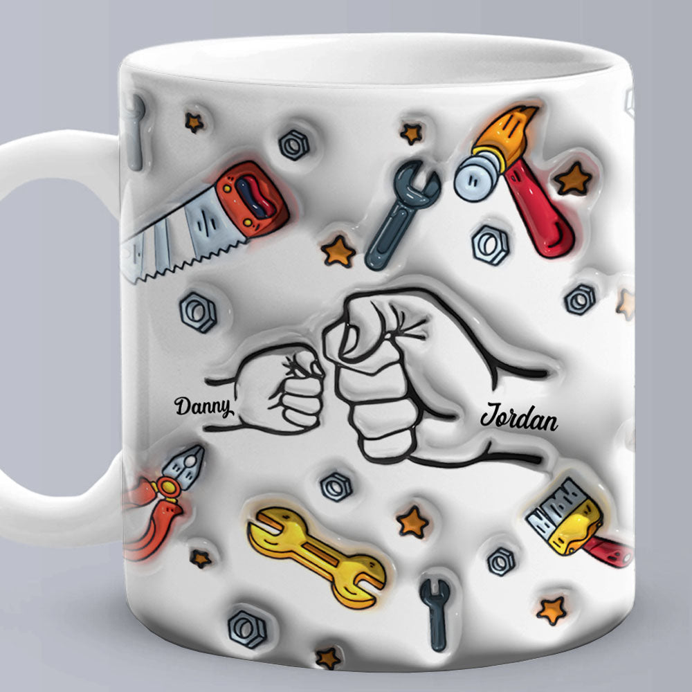 Father's Day Gifts Personalized Names Custom 3D Inflated Effect Printed Mug 1-6 Kids