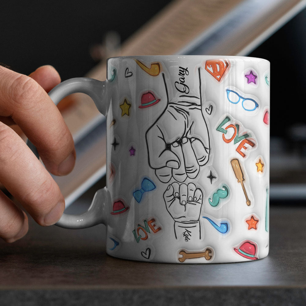 Gifts for Dad Custom 1-6 Kids Personalized Names 3D Inflated Effect Printed Mug Father's Day Gifts